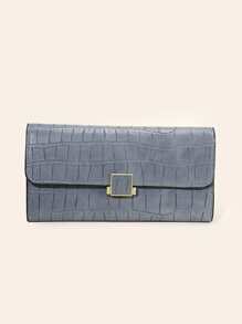 Stone Embossed Fold Over Purse - Dusty Blue - View 1