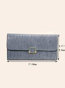 Stone Embossed Fold Over Purse - Dusty Blue - View 4