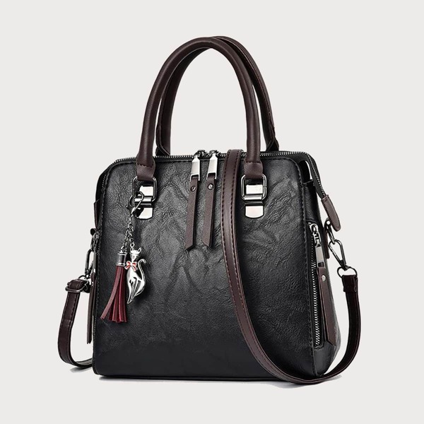 

Tassel Decor Dome Bag, Black