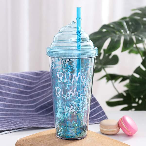 

Slogan Graphic Tumbler, Blue