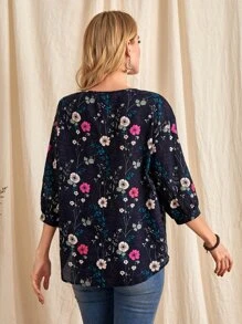 EMERY ROSE Blusa con estampado floral y hombros caídos