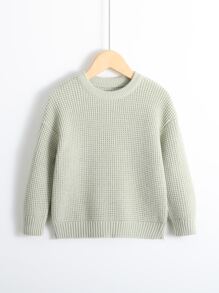 SHEIN Young Girl Drop Shoulder Sweater - Green - View 1