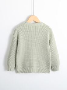SHEIN Young Girl Drop Shoulder Sweater - Green - View 2
