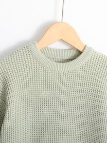 SHEIN Young Girl Drop Shoulder Sweater - Green - View 4