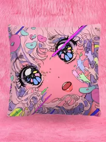 ChanRan Girl Print Cushion Cover không có chất làm đầy - Nhiều màu - Xem 1