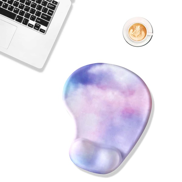

Clouds Painted Mouse Pad With Wrist Rest, Purple