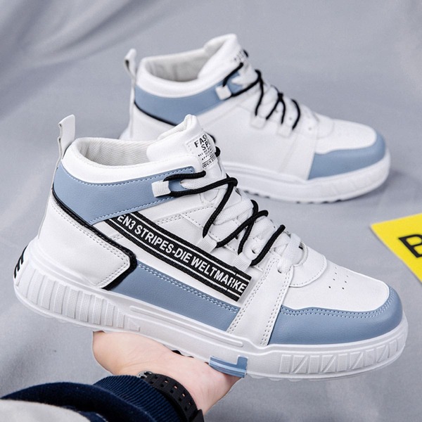 

Men Colorblock High Top Sneakers, Blue and white