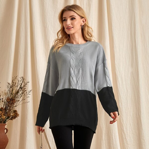 

Cable Knit Spliced Sweater, Multicolor