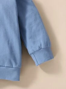 嬰兒標語圖案運動衫和衛褲 - 霧霾藍 - 查看 4