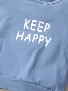 嬰兒標語圖案運動衫和衛褲 - 霧霾藍 - 查看 5