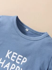 嬰兒標語圖案運動衫和衛褲 - 霧霾藍 - 查看 6