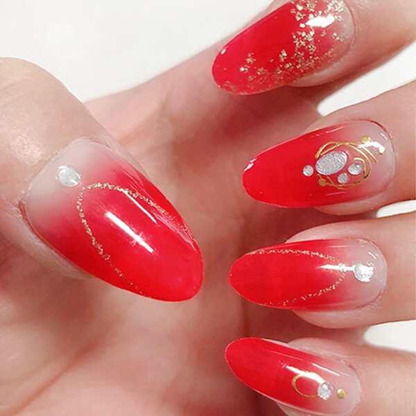 

1sheet Ombre Nail Art Sticker & 1pc Nail File, Red