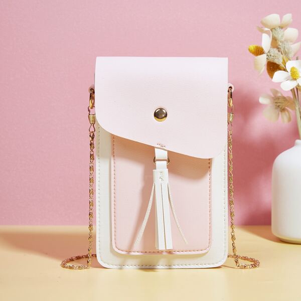 

Two Tone Tassel Decor Coin Case, Multicolor