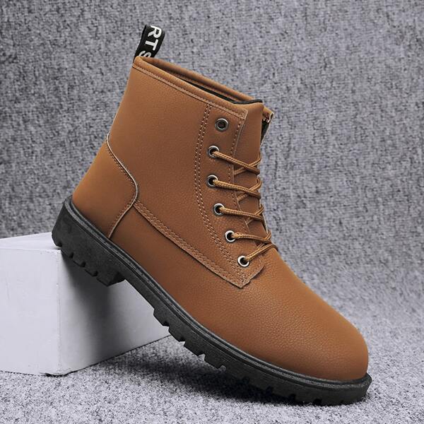 

Men Minimalist Lace-up Front Boots, Khaki