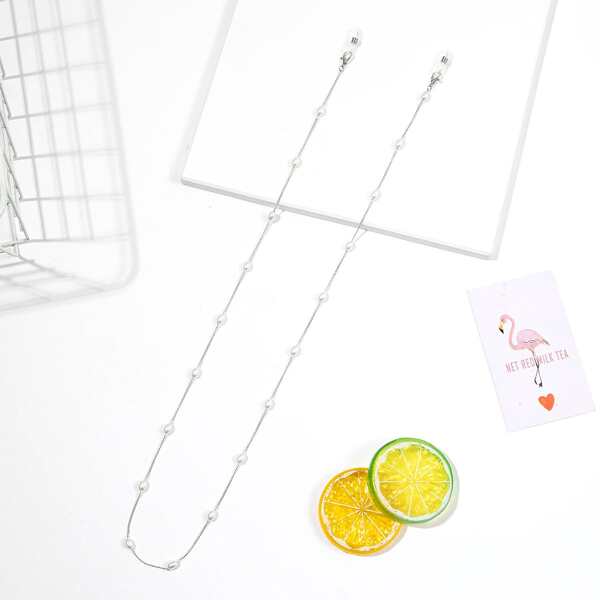 

Faux Pearl Decor Glasses Chain, Silver