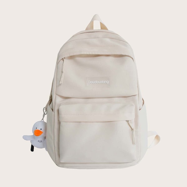 

Knot Decor Backpack With Bag Charm, White