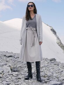 MOTF PREMIUM CASHMERE BLEND BELTED CARDIGAN - Light Grey - View 1