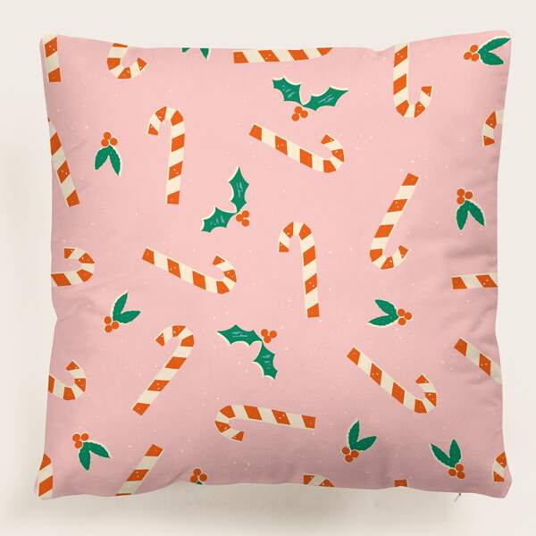 

Christmas Candy Cane Pattern Cushion Cover Without Filler, Multicolor