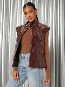 SHEIN BAE Áo khoác nữ - Màu nâu Sô-cô-la - Xem 2