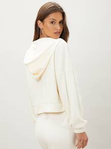 SHEIN Unity Zip Up Hoodie - Beige - View 2