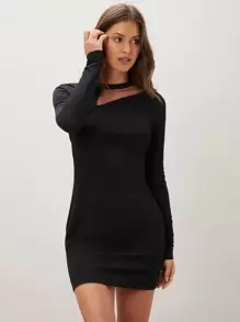 SHEIN Cut-Out Bodycon Dress - Black - View 5