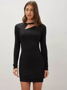 SHEIN Cut-Out Bodycon Dress - Black - View 7