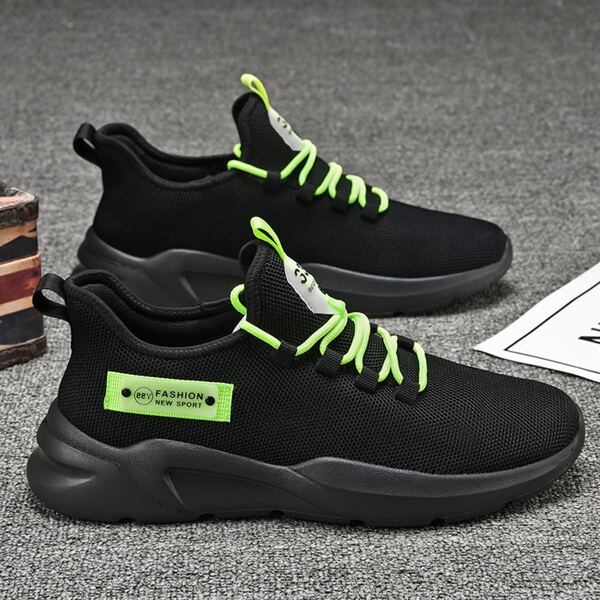 

Men Letter Graphic Lace Up Front Running Shoes, Black