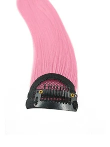 5入組長款直筒合成纖維假髮片 - 粉色 - 查看 2
