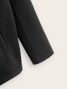 SHEIN Slant Pockets Lapel Neck Coat - Black - View 3