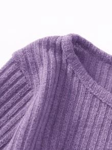 Camiseta tejida de canalé con pantalones - Púrpura malva - Ver 3