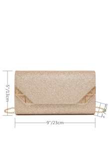 女士链条肩带方形手提包，适合聚会和宴会 - 玫瑰金 - 查看 5