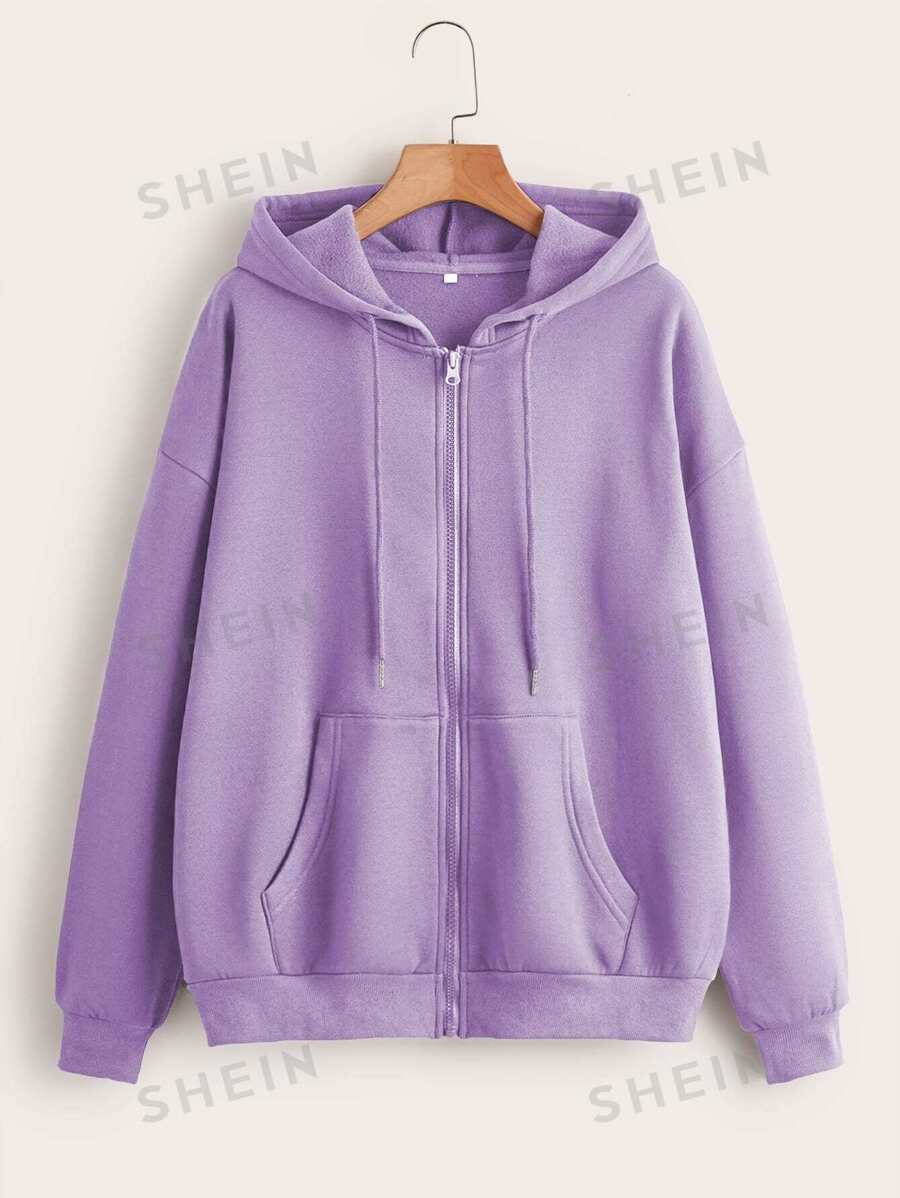 INAWLY Sudadera con capucha con cremallera y cordón, forro térmico, manga larga, ideal para graduación, maestros, regreso a la escuela en otoño - Morado - Ver 1