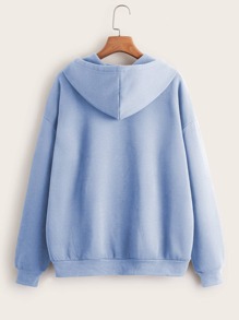 INAWLY Solid Zip Up Drawstring Thermal Lined Hoodie,Long Sleeve Tops Graduation,Back To School Outfits,Graduation,Teacher Outfits For Women,Back To School Pullover Fall Outfit - Baby Blue - View 2