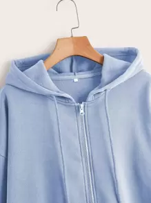 INAWLY Solid Zip Up Drawstring Thermal Lined Hoodie,Long Sleeve Tops Graduation,Back To School Outfits,Graduation,Teacher Outfits For Women,Back To School Pullover Fall Outfit - Baby Blue - View 4