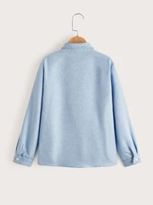 SHEIN 男孩鹿角刺繡襯衫