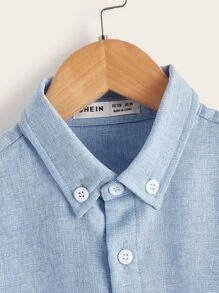 SHEIN 男孩鹿角刺繡襯衫