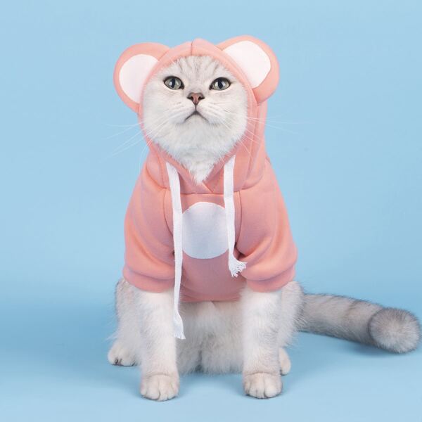 

Ear Detail Pet Hoodie, Pink