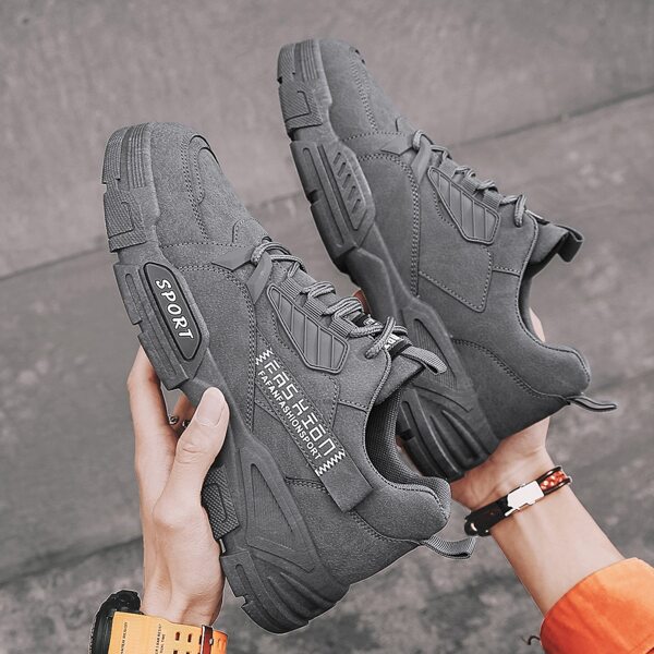 

Men Letter Graphic Low Top Sneakers, Grey