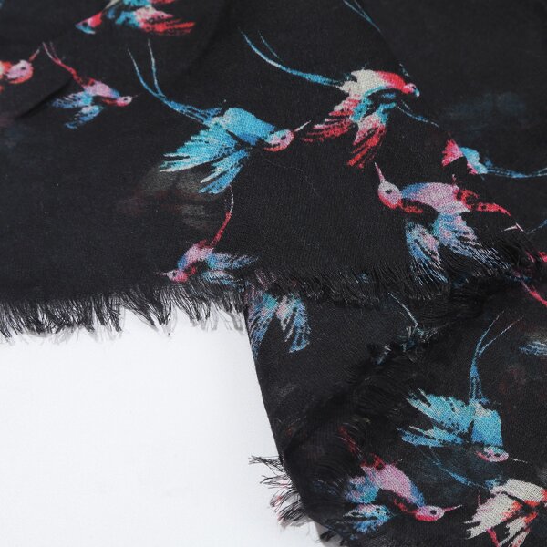 

Bird Print Scarf, Black