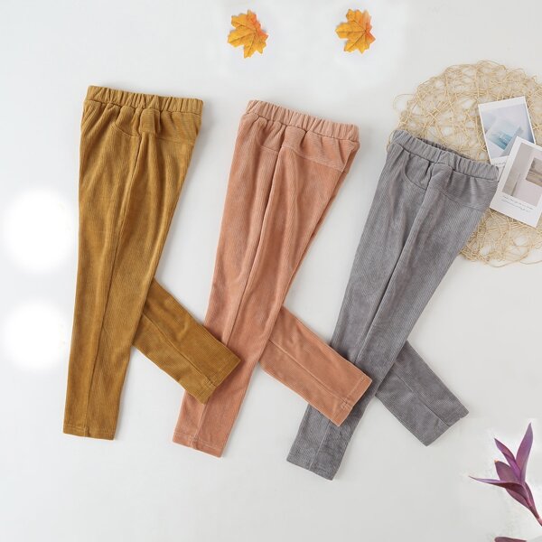

Toddler Girls 3pcs Corduroy Pants, Multicolor