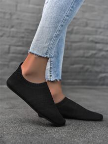 Knit Detail Breathable Aqua Socks - Black - View 1