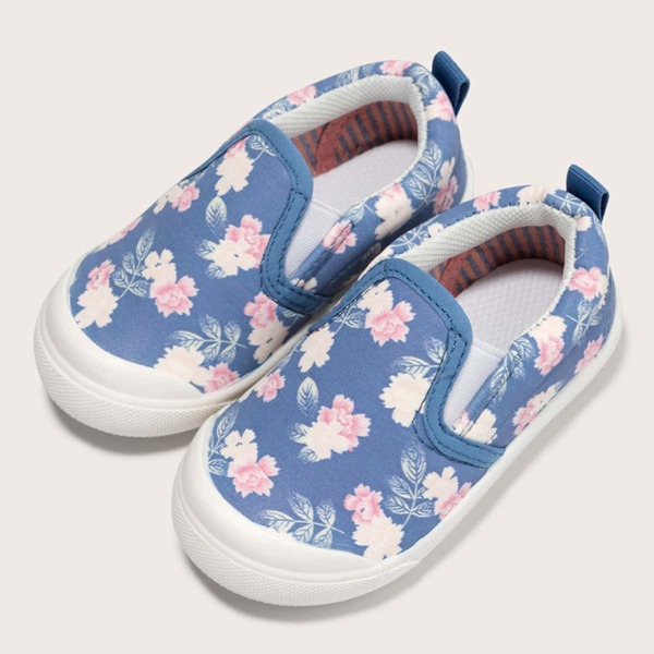 

Boys Flower Graphic Slip On Sneakers, Multicolor
