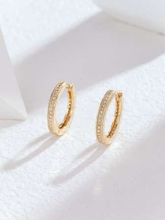 方晶鋯石裝飾耳環