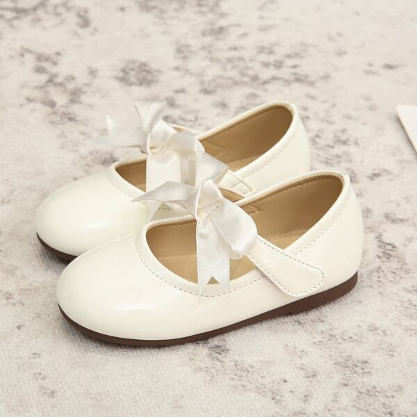 

Girls Bow Decor Flats, White