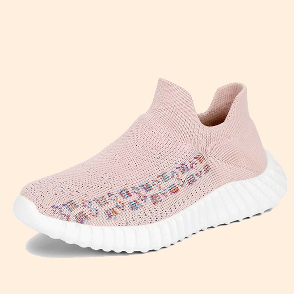 

Girls Breathable Slip On Running Shoes, Pink