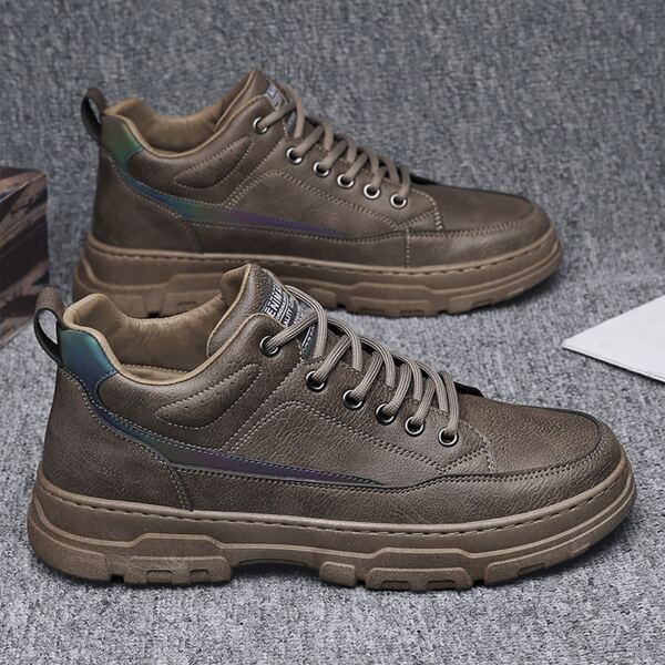 

Men Vintage Design Lace-up Front Sneakers, Brown