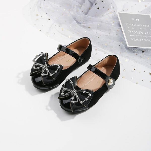

Girls Bow Decor Flats, Black