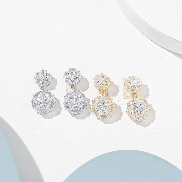 

2pairs Rhinestone Decor Drop Earrings, Multicolor