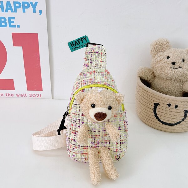 

Girls Cartoon Bear Decor Sling Bag, Multicolor
