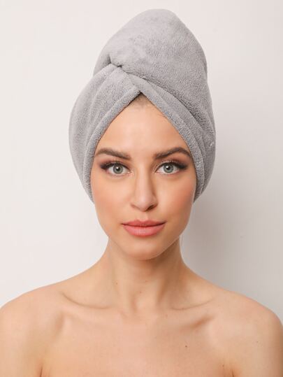 SHEIN Basic living الجيل الثاني من منشفة الشعر التوربان من الألياف الدقيقة سريعة الجفاف هدية عيد الميلاد هدية العطلات للاستخدام المنزلي وتزيين الحمامات
